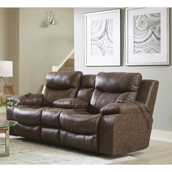 Catnapper Palmer Power Reclining Leather Look Loveseat with Console 763959 1307-29 IMAGE 1