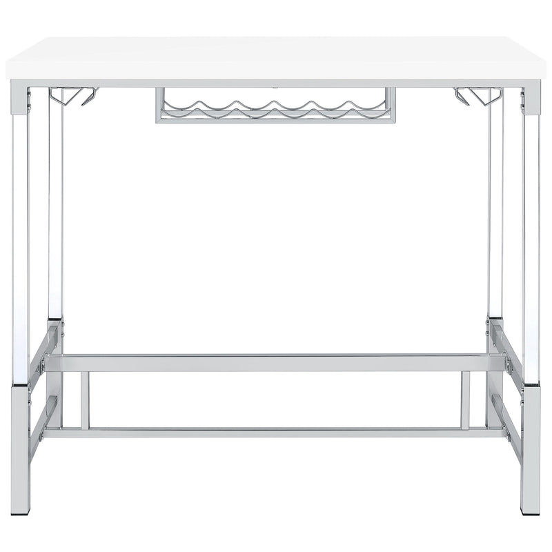 Coaster Furniture Norcrest 182101 Pub Height Bar Table with Acrylic Legs and Wine Storage - White High Gloss IMAGE 3