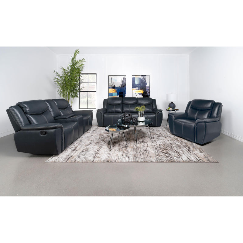 Coaster Furniture Sloane Reclining Leather Look Loveseat with Console 610272 IMAGE 8