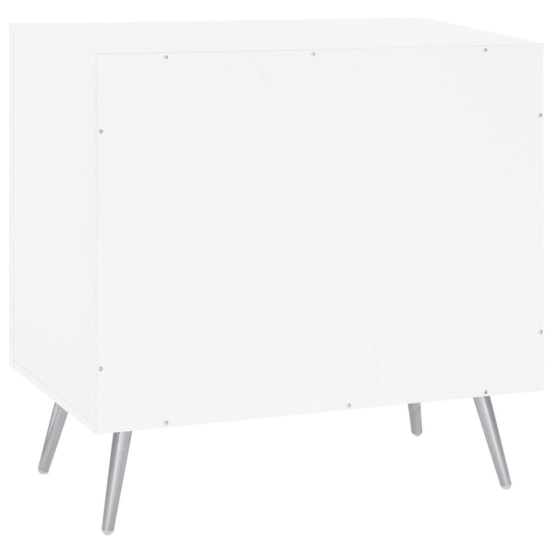 Coaster Furniture Nieta 950396 2-Tier Accent Cabinet with Glass Shelf - White High Gloss/Chrome IMAGE 7