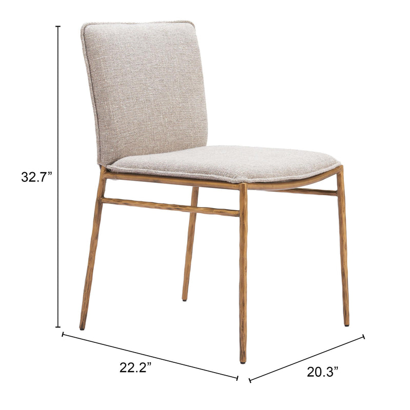 Zuo Nordvest 110275 Dining Chair - Beige & Gold IMAGE 10