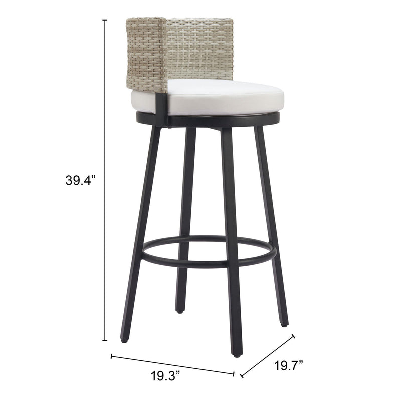 Zuo 704027 Midnight Wave Barstool - White IMAGE 13