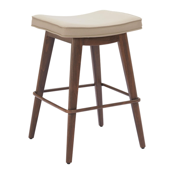 Zuo Divat 110331 Counter Stool - Beige & Walnut IMAGE 1