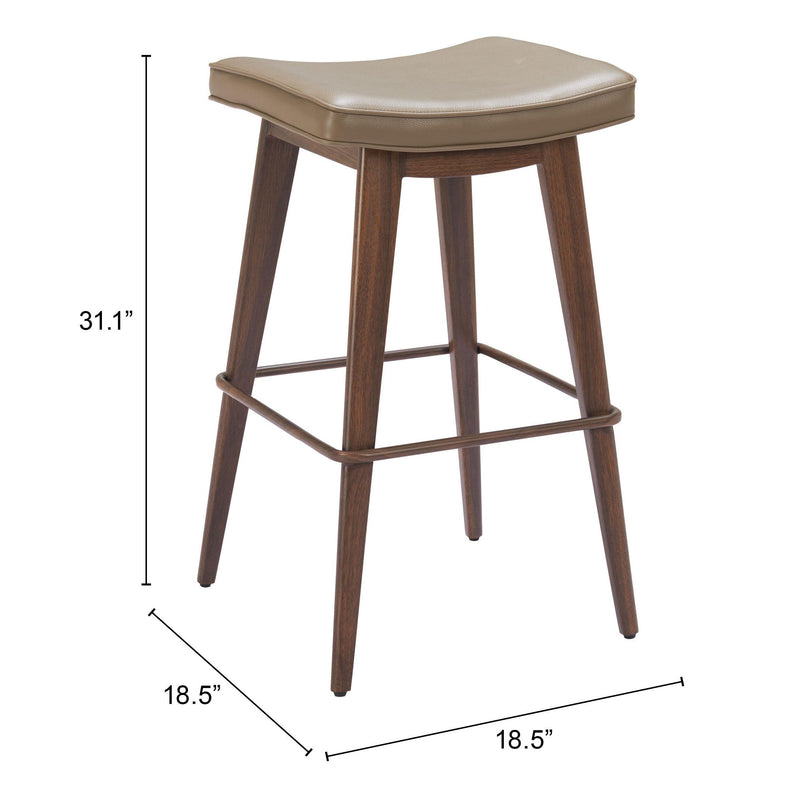 Zuo Divat 110330 Barstool - Taupe & Walnut IMAGE 6