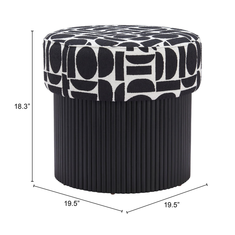 Zuo Boto 110181 Storage Ottoman - Black & White IMAGE 11