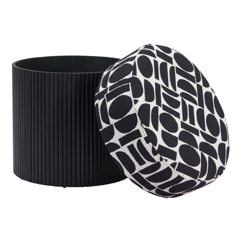 Zuo Boto 110181 Storage Ottoman - Black & White IMAGE 4