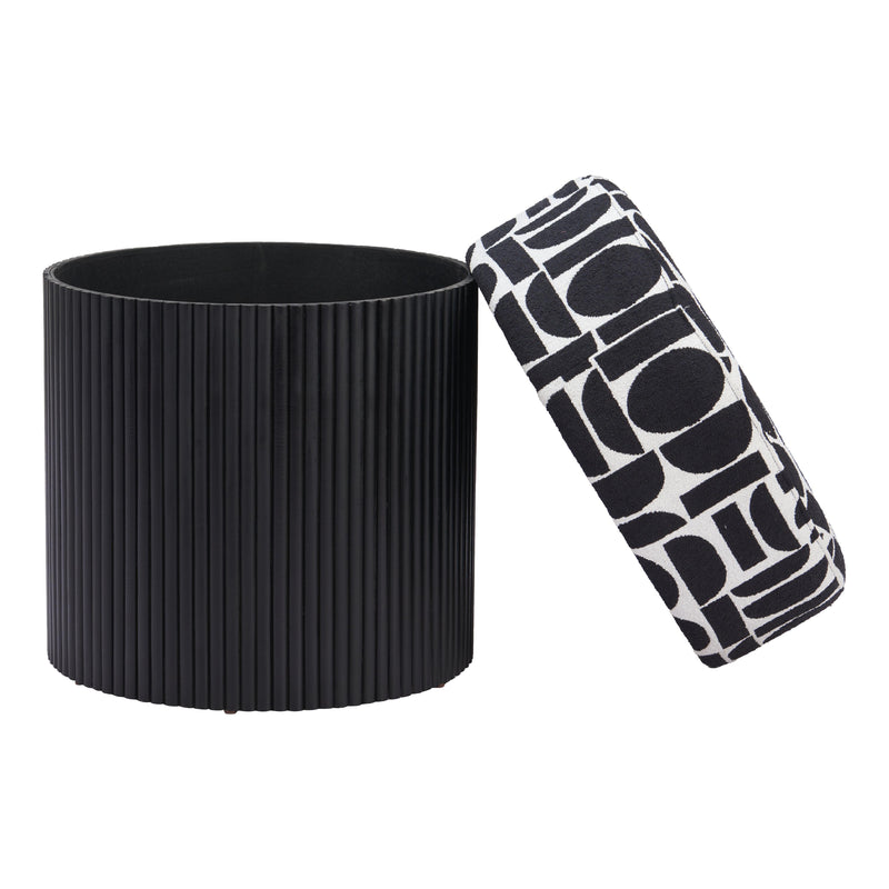 Zuo Boto 110181 Storage Ottoman - Black & White IMAGE 5