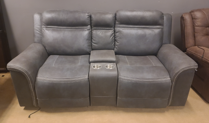 Klaussner Power Reclining Loveseat w/ Console HUXLEY-6 US PWCRL DOMA CHAR